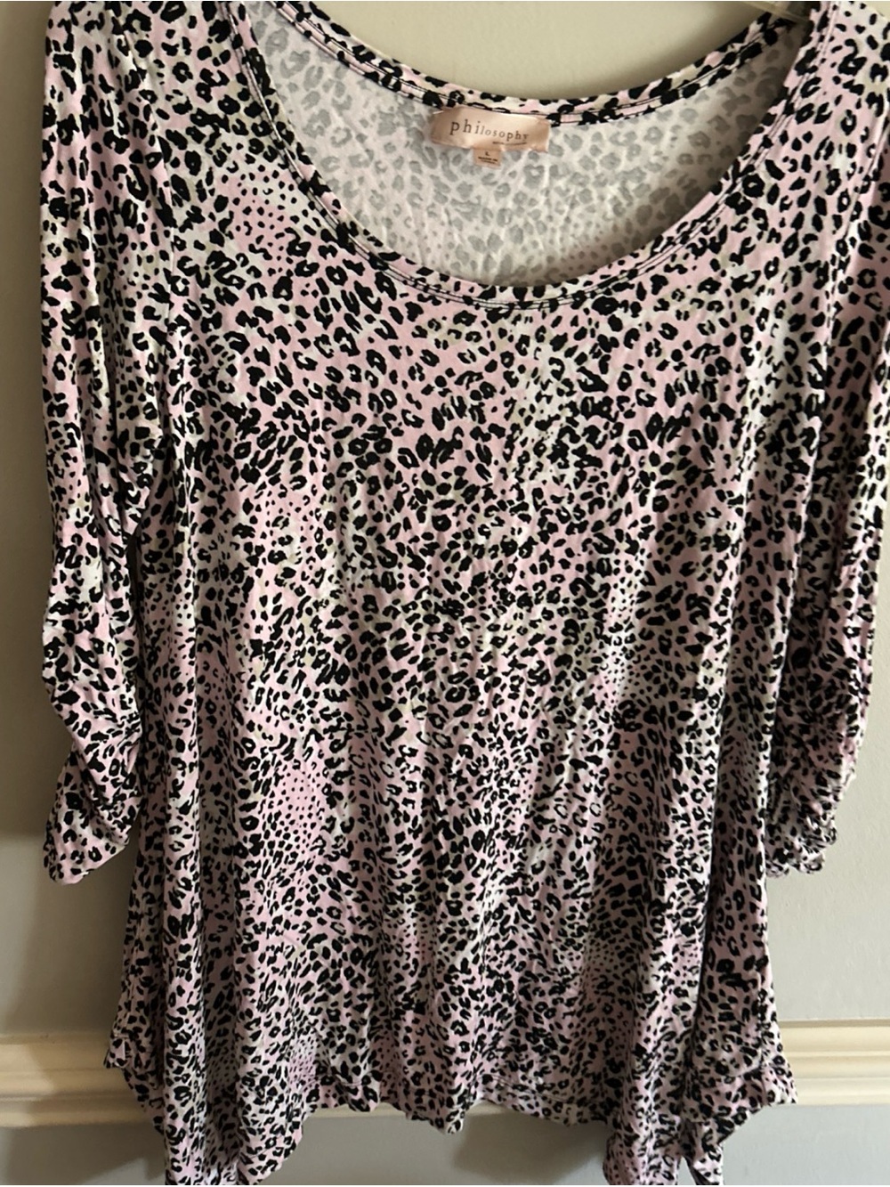 Philosophy Pink and Black Leopard Print Scoop Neck Top